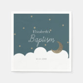 Crescent Moon & Stars Navy Blue Taufe Napkins Serviette (Vorderseite)