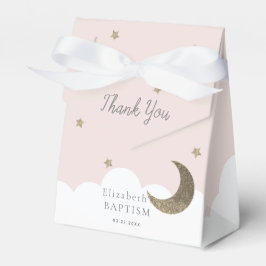 Crescent Moon & Stars Pink Girl Baptisbox Geschenkschachtel
