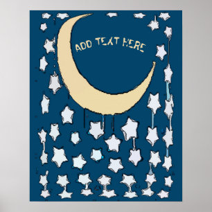 Crescent Moon & Stars, TextPoster hinzufügen Poster
