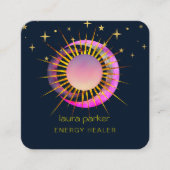Crescent Moon Sun Lila Mystic Boho Cosmic Sky Quadratische Visitenkarte (Vorderseite)