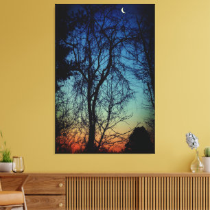 Crescent Moon Sunrise Wrapped Canvas Art Leinwanddruck