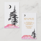 *~* Crescent Moon Trees Gold Stars Glitzer Rosa Visitenkarte (Vorne/Hinten)