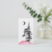 *~* Crescent Moon Trees Gold Stars Glitzer Rosa Visitenkarte (Stehend Vorderseite)