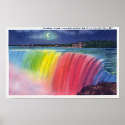 Crescent Moon über beleuchtetes Hufeisen Poster (Vorne)