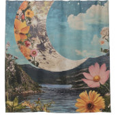 Crescent Moon über serene Landschaft Duschvorhang (Vorderseite)