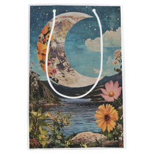 Crescent Moon über serene Landschaft Mittlere Geschenktüte
