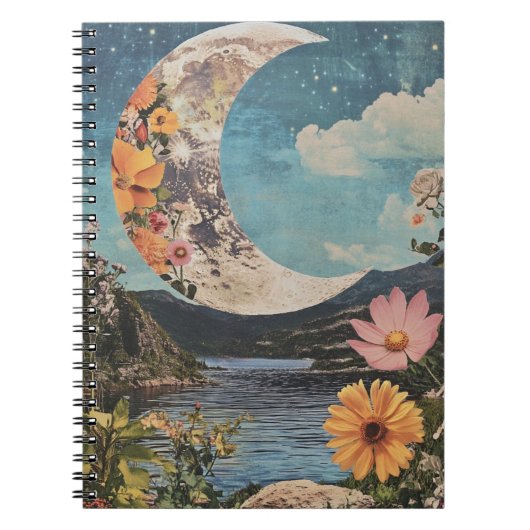 Crescent Moon über serene Landschaft Notizblock (Vorderseite)