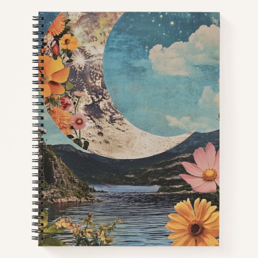Crescent Moon über serene Landschaft Notizblock (Vorderseite)