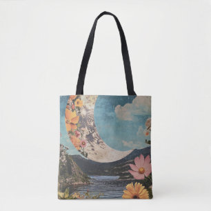 Crescent Moon über serene Landschaft Tasche