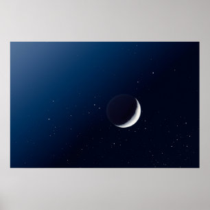 Crescent Moon und Dark Side Indigo Sky Stars Poster
