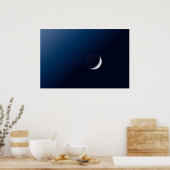 Crescent Moon und Dark Side Indigo Sky Stars Poster (Küche)