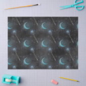 Crescent Moon und das Personal auf schwarz Decoupa Seidenpapier (Basteln)