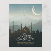 Crescent Moon und Moschee Eid al-Fitr Postkarte (Vorderseite)