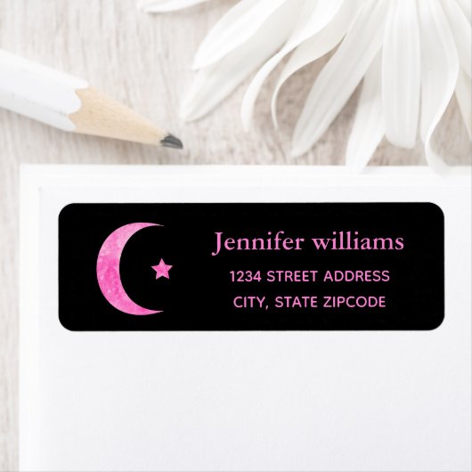 Crescent Moon und Star Address Label (Insitu)