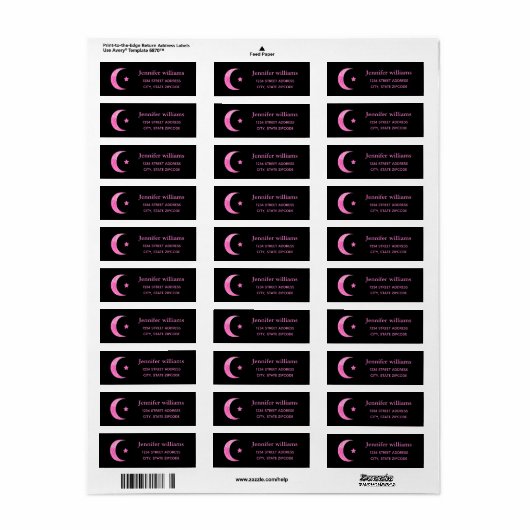 Crescent Moon und Star Address Label (Vorne)