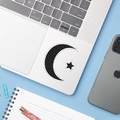 Crescent Moon und Star Vinyl Cut Sticker (Laptop mit iPhone)