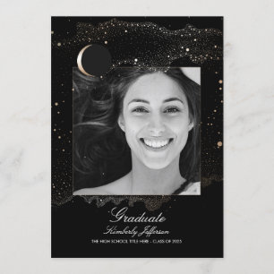 Crescent Moon und Starry Night Foto Abschluss Einladung