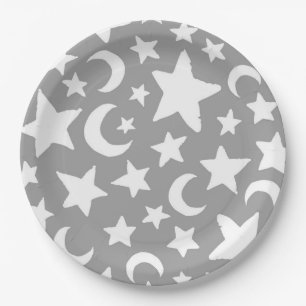Crescent Moon und Stars Pappteller