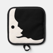 Crescent Moon White Black Waxing Topflappen (Vorderseite)