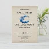 Crescent Moon Wolken und Sterne Vintag Halloween Einladung (Stehend Vorderseite)