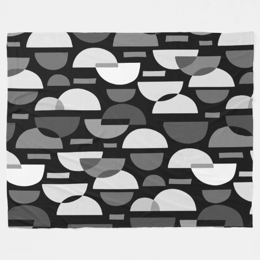 Crescent Pattern 010921 - Monochrome Fleecedecke (Vorderseite (Horizontal))