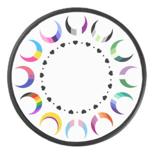 Crescent Pride Moons & Black Hearts Eishockey Puck