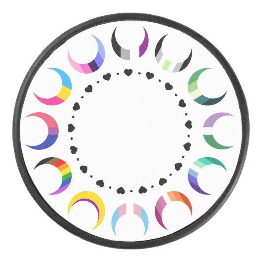 Crescent Pride Moons & Black Hearts Eishockey Puck (Vorderseite)