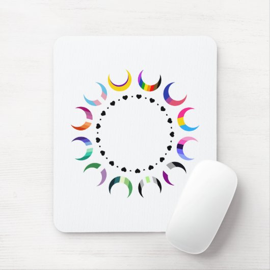 Crescent Pride Moons & Black Hearts Mousepad (Mit Mouse)
