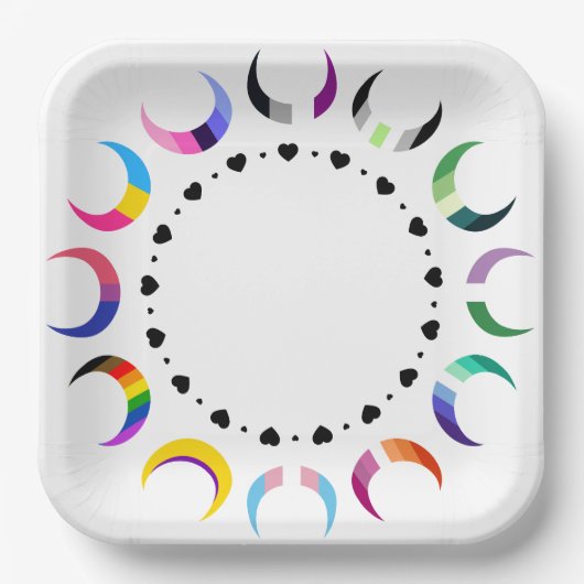 Crescent Pride Moons & Black Hearts Pappteller (Vorderseite)