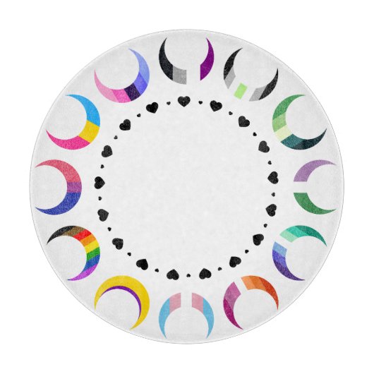 Crescent Pride Moons & Black Hearts Schneidebrett (Vorderseite)