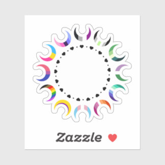 Crescent Pride Moons & Herz Ring Aufkleber