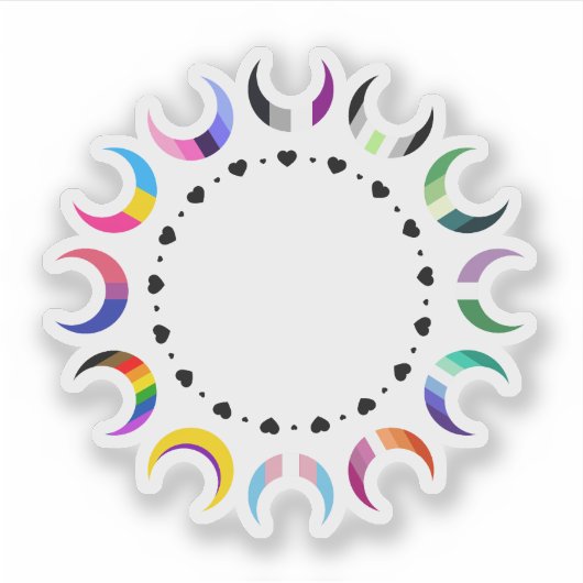 Crescent Pride Moons & Herz Ring Aufkleber (Vorderseite)