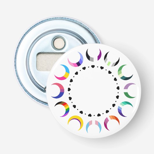 Crescent Pride Moons & Herz Ring Flaschenöffner (Vorderseite)
