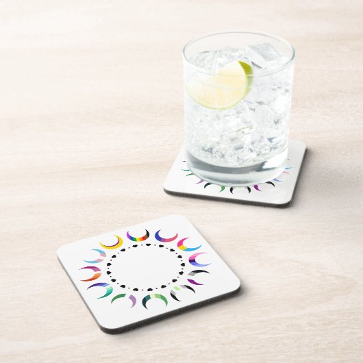 Crescent Pride Moons & Herz Ring Getränkeuntersetzer (Rechte Seite)