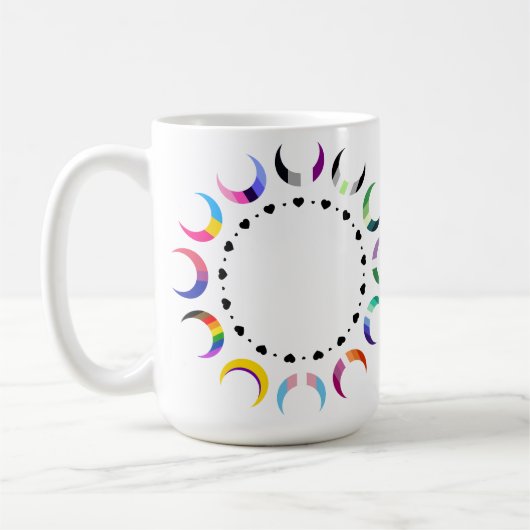 Crescent Pride Moons & Herz Ring Kaffeetasse (Links)