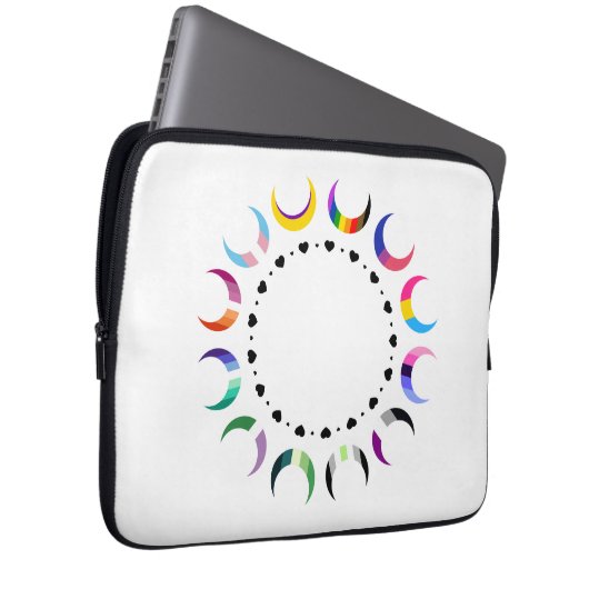 Crescent Pride Moons & Herz Ring Laptopschutzhülle (Vorne Rechts)