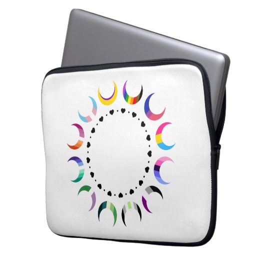 Crescent Pride Moons & Herz Ring Laptopschutzhülle (Vorderseite Links)