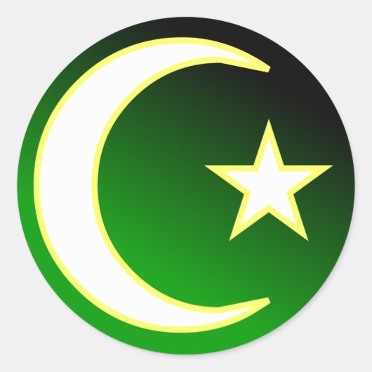 Crescent & Star des Islam Runder Aufkleber (Vorderseite)