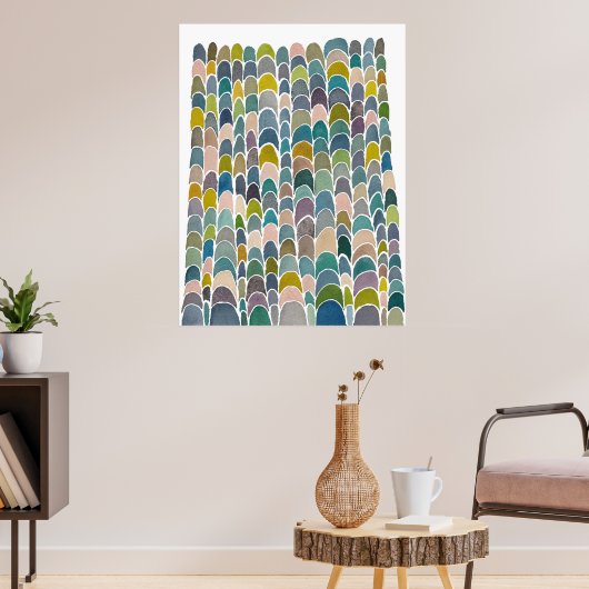 Crescent Tower Moons Wasserfarben-Kunstprint Poster (Wohnzimmer 3)