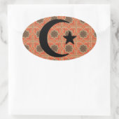Crescent und Star mit persischem Fliesenhintergrun Ovaler Aufkleber (Tasche)