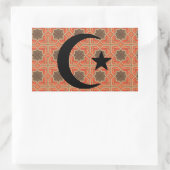 Crescent und Star mit persischem Fliesenhintergrun Rechteckiger Aufkleber (Tasche)
