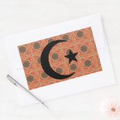 Crescent und Star mit persischem Fliesenhintergrun Rechteckiger Aufkleber (Umschlag)