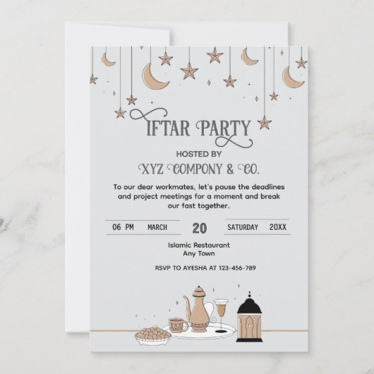 Crescent und Stars iftar Einladung der Mitarbeiter (Vorderseite)