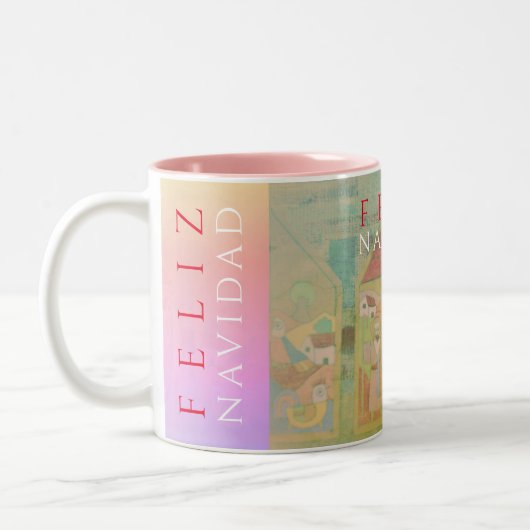 Cresche Szene "Feliz Navidad" Zweifarbige Tasse (Links)