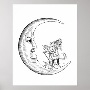 Cresent Mond & Alice spielen Krocket mit Flamingo Poster