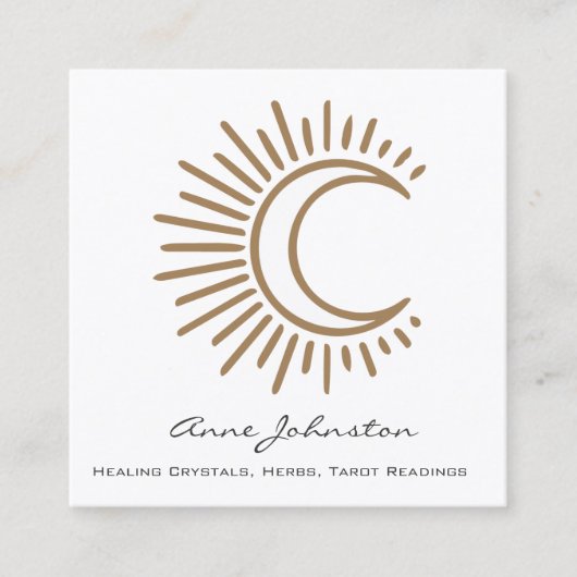 Cresent Moon Boho Square Business Card Quadratische Visitenkarte (Vorderseite)