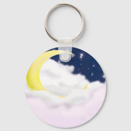 Cresent Moon in Soft Clouds Aluminum Keychain  Schlüsselanhänger