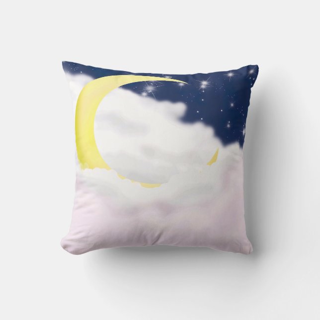 Cresent Moon in Soft Clouds Pillow  Kissen (Vorderseite)