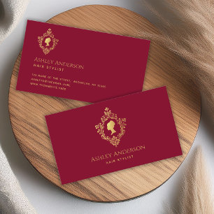 Crest Burgund Gold Elegante Vintage Viktorianische Visitenkarte