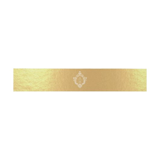 Crest Faux Gold Foil Ivory Wedding Monogram Einladungsbanderole (Flach)